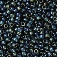 TOHO Round Seed Beads, Japanese Seed Beads, (84F) Frost Metallic Iris Green/Brown, 8/0, 3mm, Hole: 1mm, about 10000pcs/pound(SEED-TR08-0084F)