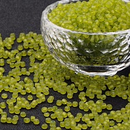 Glass Seed Beads, Frosted Colors, Round, Green Yellow, 3mm(SEED-A008-3mm-M4)