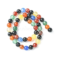Natural Agate Beads Strands, Dyed & Heated, Round, Colorful, 8~8.5mm, Hole: 1mm, about 48pcs/strand, 15.10''(38.35cm)(G-YW0001-33A)