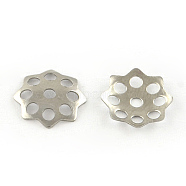 8-Petal Hollow Flower Smooth Surface 304 Stainless Steel Bead Caps, Stainless Steel Color, 10x1.5mm, Hole: 1.5mm(STAS-R065-54)