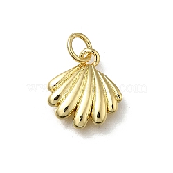 Brass Pendants, Cadmium Free & Lead Free, Rack Plating, Long-Lasting Plated, Shell Shape Charms, with Jump Ring, Real 18K Gold Plated, 13x12x2.5mm, Hole: 3.5mm(KK-C090-50G)