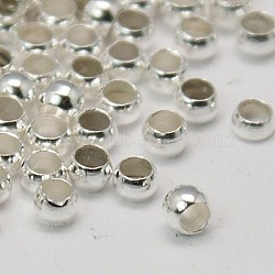 Cadmium Free & Nickel Free & Lead Free, Rondelle Brass Crimp Beads, Silver Color Plated, 2.5mm, Hole: 1.2mm, about 360~365pcs/10g(X-J0JMN022-NR)