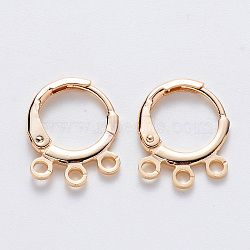 Brass Huggie Hoop Earring Findings, Nickel Free, with Horizontal Loop, Real 18K Gold Plated, 14.5x11.5x1.5mm, Hole: 1.5mm, Pin: 0.8(X-KK-T049-20G-NF)