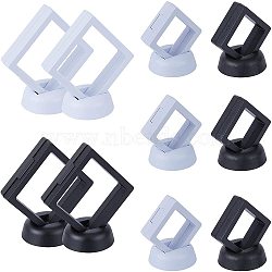 Plastic Frame Stands, with Transparent Membrane, 3D Floating Frame Display Holder, Coin Display Box, Rhombus, Mixed Color, 6.9x6.9x5.4cm, 5.1x5.1x5.4cm, 10sets/bag(ODIS-FG0001-02)