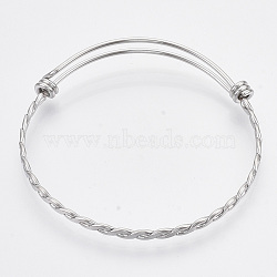 Adjustable 304 Stainless Steel Expandable Bangle Making, Twisted Bangles Making, Stainless Steel Color, 2-3/8 inch(6.1cm)(X-BJEW-R306-01)
