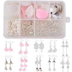 DIY Earring Making, with Frosted Acrylic Bead Caps, Brass Pendants, Acrylic Pendants, Brass Ball Head pins and Iron Jump Rings, Silver, 11x7x3cm(DIY-SC0005-16S)