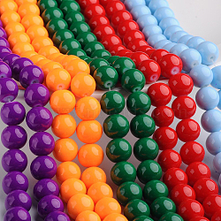 Painted Glass Bead Strands, Baking Paint, Round, Mixed Color, 8mm, Hole: 1.3~1.6mm, about 100pcs/strand, 31.4 inch(DGLA-S071-8mm-M)