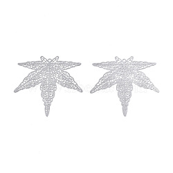 201 Stainless Steel Pendants, Etched Metal Embellishments, Pot Leaf/Hemp Leaf Shape, Stainless Steel Color, 40x40x0.3mm, Hole: 1.4mm(STAS-N102-10P)