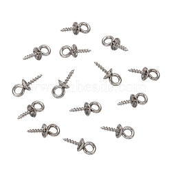 Tarnish Resistant 304 Stainless Steel Screw Eye Pin Peg Bails, For Half Drilled Beads, Stainless Steel Color, 10.5x4mm, Hole: 2mm, Pin: 1.5mm(STAS-E076-05)