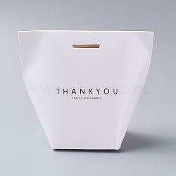 Merchandise Bags Paper Retail Shopping Bags Collapsible with Handles for Boutique, Retail, Gift Bags, Clothes, Party Favors, Rectangle with Word, White, 20.5x11.9x0.06cm(CARB-H027-03A)