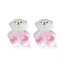Transparent Epoxy Resin Cabochons, with Glitter Powder, Bear, Pale Green, 22x17.5x8mm(X-CRES-S365-27B)