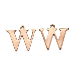 Ion Plating(IP) 304 Stainless Steel Alphabet Charms, Rose Gold, Letter.W, 12x14x0.7mm, Hole: 1mm(STAS-H122-W-RG)