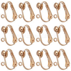 46Pcs Brass Clip-on Earring Converters Findings, with Horizontal Loops, For Non-pierced Ears, Light Gold, 17x14x7.5mm, Hole: 1.5mm(KK-SC0003-68)