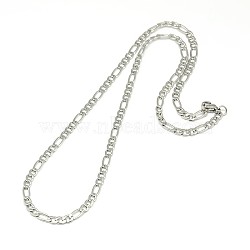 304 Stainless Steel Figaro Chain Necklace Making, Stainless Steel Color, 17.72 inch~17.91 inch(45cm~45.5cm), 4mm(X-STAS-A028-N025P)