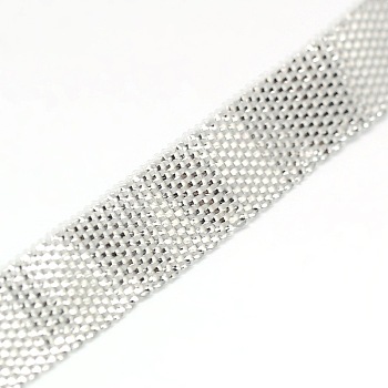 Mesh Ribbons, for Gift Packaging, Silver, 8mm, about 50yards/roll(150 feet/roll)