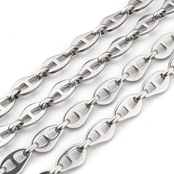 3.28 Feet 304 Stainless Steel Link Chains, Unwelded, Stainless Steel Color, Link: 13.5x7.5x1mm, Oval: 6x4.5x2mm