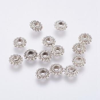 CCB Plastic Beads, Rondelle, Antique Silver, 7.5x3mm, Hole: 2.5mm