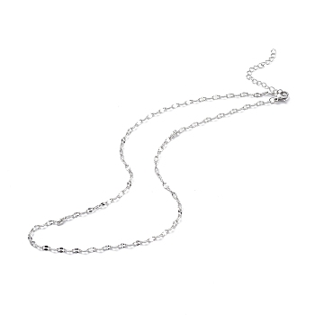 304 Stainless Steel Dapped Chain Necklace for Men Women, Stainless Steel Color, 17.52 inch(44.5cm)