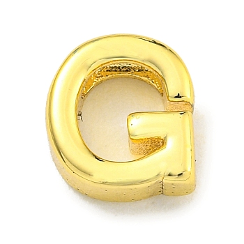 Brass Beads, Real 18K Gold Plated, Letter G, 8x7.5x3mm, Hole: 1.8x1mm
