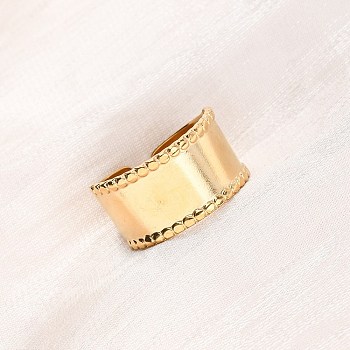 304 Stainless Steel Open Cuff Rings for Women, Ion Plating(IP), Real 18K Gold Plated, 11.5mm, Inner Diameter: 18.2mm