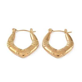 304 Stainless Steel Hoop Earrings, Jewely for Women, Golden, Rhombus, 21x3mm