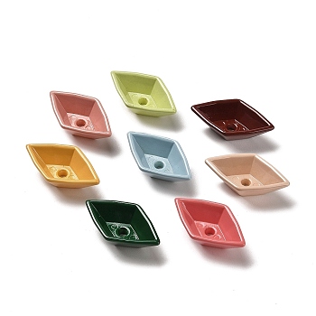 Baking Paint Acrylic Beads, Rhombus, Mixed Color, 10x34.5x20mm, Hole: 3mm