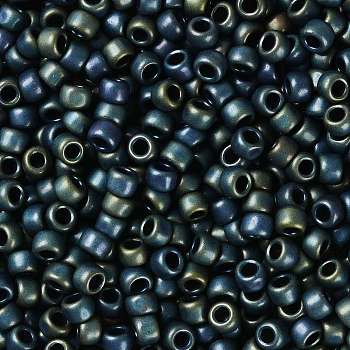 TOHO Round Seed Beads, Japanese Seed Beads, (84F) Frost Metallic Iris Green/Brown, 8/0, 3mm, Hole: 1mm, about 10000pcs/pound