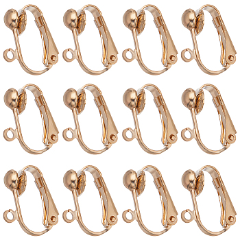 46Pcs Brass Clip-on Earring Converters Findings, with Horizontal Loops, For Non-pierced Ears, Light Gold, 17x14x7.5mm, Hole: 1.5mm