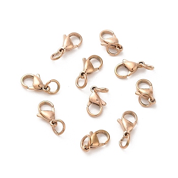 304 Stainless Steel Lobster Claw Clasps, Parrot Trigger Clasps, Rose Gold, 10x6x3mm, Hole: 3mm