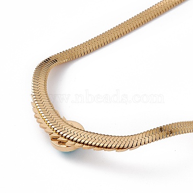 Collar con colgante de turquesa sintética con 304 cadena de espiga de acero inoxidable(NJEW-P269-06A-G)-3