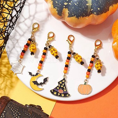 Décorations de pendentif en émail d'alliage de thème d'halloween(HJEW-MZ00060)-2