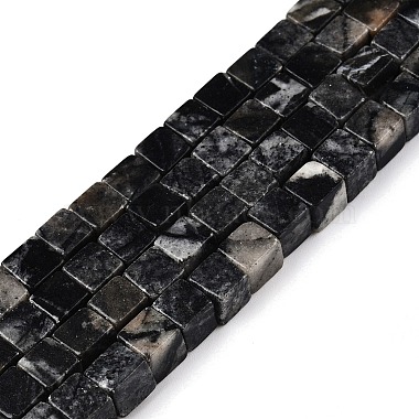 brins de perles de résille noire naturelle(G-T139-6x6-24A)-4