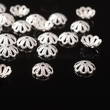 Silver Color Flower Brass Bead Spacer Caps(X-EC131-S)-2
