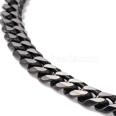 Ion Plating(IP) 304 Stainless Steel Curb Chains Necklace for Men Women(NJEW-B083-03B)-2