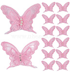 30Pcs Polyester Butterfly Lace Appliques, with Plastic Imitation Pearl, Costume Accessories, Sewing Craft Decoration, Pearl Pink, 53x70x5.5mm(DIY-CY0001-65A)
