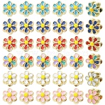 30Pcs 6 Colors Light Gold Tone Alloy Enamel Beads, Flower, Mixed Color, 7x6.5x5mm, Hole: 1mm, 5pcs/color(ENAM-YW0008-31)