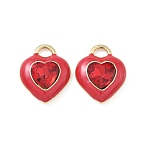 Alloy Rhinestone Pendants, Heart Charms, with Enamel, Long-Lasting Plated, Golden, 18.5x15x6mm, Hole: 2.5x4mm(FIND-D044-04G)