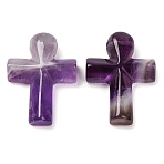 Natural Amethyst Pendants, Cross, 35.5x24.5x4mm, Hole: 1.6mm(G-B122-02J)
