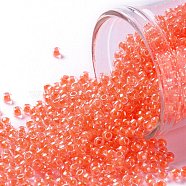 TOHO Round Seed Beads, Japanese Seed Beads, (803) Luminous Neon Salmon, 11/0, 2.2mm, Hole: 0.8mm, about 5555pcs/50g(SEED-XTR11-0803)