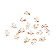 Alloy Pendants, with Enamel, Light Gold, Star, White, 8x6mm(MOST-PW0001-045A)