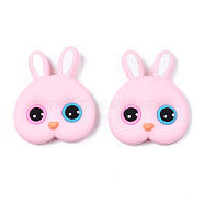 Silicone Snap Button, with Plastic & Iron Snap Caps, Garment Buttons, Rabbit, Pink, 60x50x12mm(BUTT-N019-001)