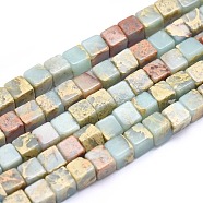 Natural Aqua Terra Jasper Beads Strands, Cube, 8x8x8mm, Hole: 0.8mm, about 48pcs/strand, 15.3 inch(39cm)(G-I213-01-8mm)