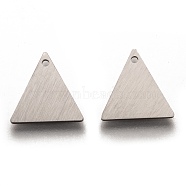 304 Stainless Steel Pendants, Stamping Blank Tag, Laser Cut, Double Side Drawbench Effect, Triangle, Stainless Steel Color, 12x12x1mm, Hole: 1mm(STAS-O133-04B-P)