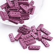 Spray Painted Alloy Multi-Strand Links, For Tile Elastic Bracelets Making, Rectangle, Dark Orchid, 5x14x4mm, Hole: 1mm(PALLOY-G268-H-065)
