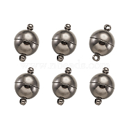 Round Brass Magnetic Clasp, Gunmetal, 19x12mm, Hole: 2mm(KK-TA0007-44B)