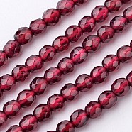 Natural Garnet Bead Strands, Grade A, Round, Faceted, 3~3.5mm, Hole: 0.5mm, about 109pcs/strand, 15 inch(X-G-K145-F-3mm-A)