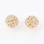 Brass Filigree Beads, Filigree Ball, Round, Nickel Free, Real 18K Gold Plated, 8mm, Hole: 1mm(X-KK-T038-116G)
