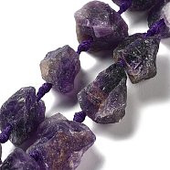 Raw Rough Natural Amethyst Beads Strands, Nuggets, 19~28x15~26x14~22mm, Hole: 3.7mm, about 16pcs/strand, 16.73''(42.5cm)(G-J388-A11-01)