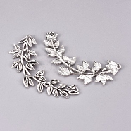 Tibetan Style Alloy Olive Branch Links connectors, Antique Silver, 84~85x29x3mm, Hole: 3mm(PALLOY-J082-04AS)