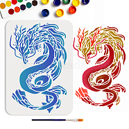 US 1Pc PET Hollow Out Drawing Painting Stencils, for DIY Scrapbook, Photo Album, with 1Pc Art Paint Brushes, Dragon, 297x210mm(DIY-MA0004-88)